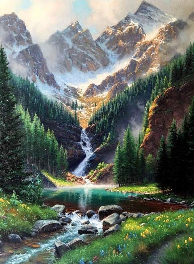 TREXEE Waterfall Between Mountains DIY Acrylic Paint by Number Kit for Adults Kids Beginner Number Painting Kit Painting Acrylic Oil Painting Wall Decoration (40X50 CM)(No Frame) - Image 1